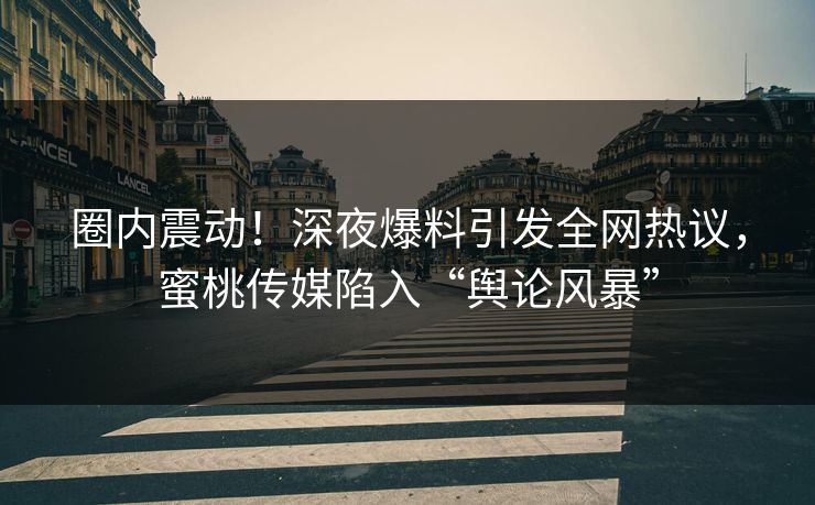 圈内震动！深夜爆料引发全网热议，蜜桃传媒陷入“舆论风暴”