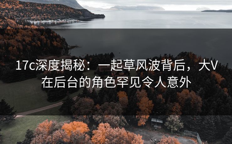 17c深度揭秘:一起草风波背后,大V在后台的角色罕见令人意外