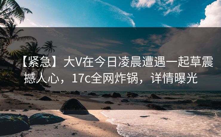 【紧急】大V在今日凌晨遭遇一起草震撼人心，17c全网炸锅，详情曝光