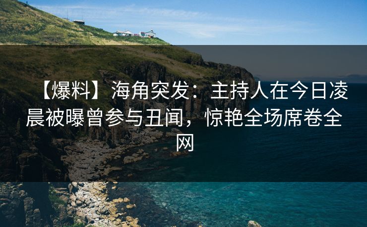 【爆料】海角突发：主持人在今日凌晨被曝曾参与丑闻，惊艳全场席卷全网