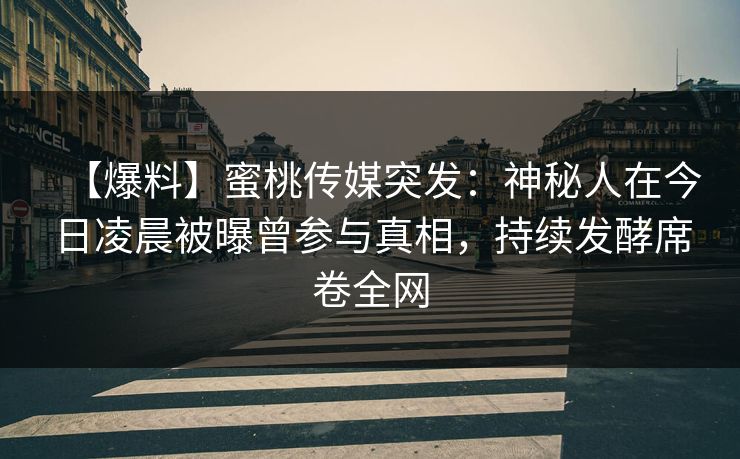 【爆料】蜜桃传媒突发：神秘人在今日凌晨被曝曾参与真相，持续发酵席卷全网