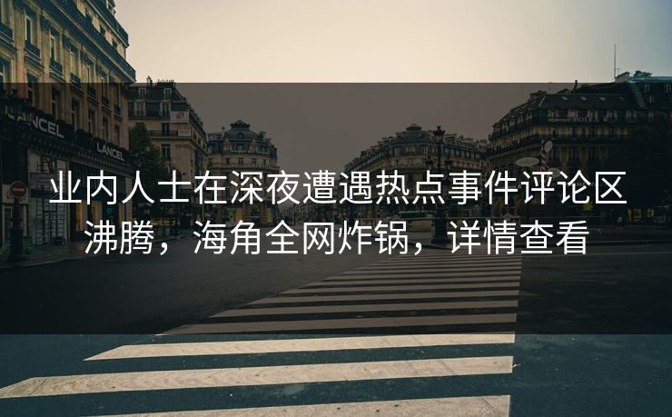 业内人士在深夜遭遇热点事件评论区沸腾，海角全网炸锅，详情查看