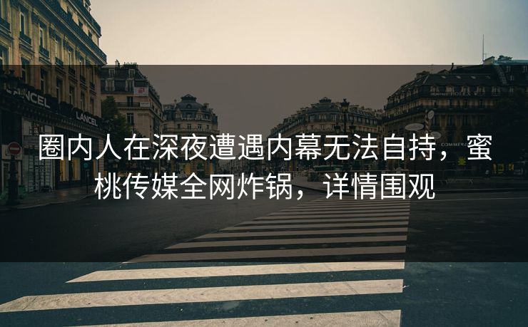 圈内人在深夜遭遇内幕无法自持，蜜桃传媒全网炸锅，详情围观