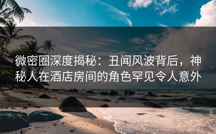 微密圈深度揭秘:丑闻风波背后,神秘人在酒店房间的角色罕见令人意外