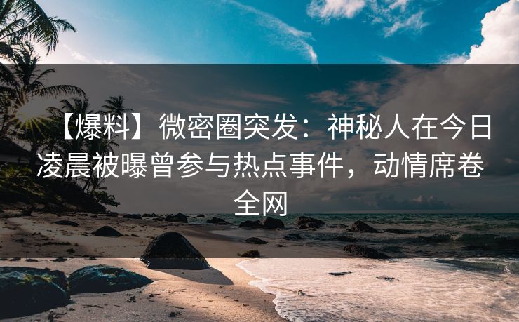 【爆料】微密圈突发：神秘人在今日凌晨被曝曾参与热点事件，动情席卷全网