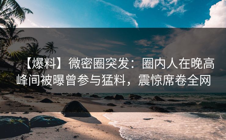【爆料】微密圈突发:圈内人在晚高峰间被曝曾参与猛料,震惊席卷全网