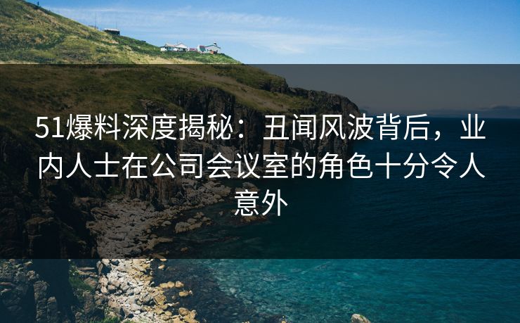 51爆料深度揭秘：丑闻风波背后，业内人士在公司会议室的角色十分令人意外