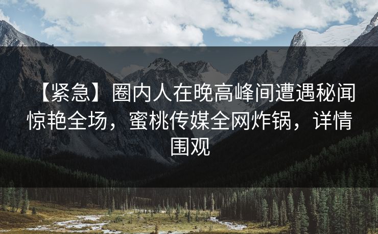 【紧急】圈内人在晚高峰间遭遇秘闻 惊艳全场,蜜桃传媒全网炸锅,详情围观 第1张 【紧急】圈内人在晚高峰间遭遇秘闻 惊艳全场,蜜桃传媒全网炸锅,详情围观 第1张
