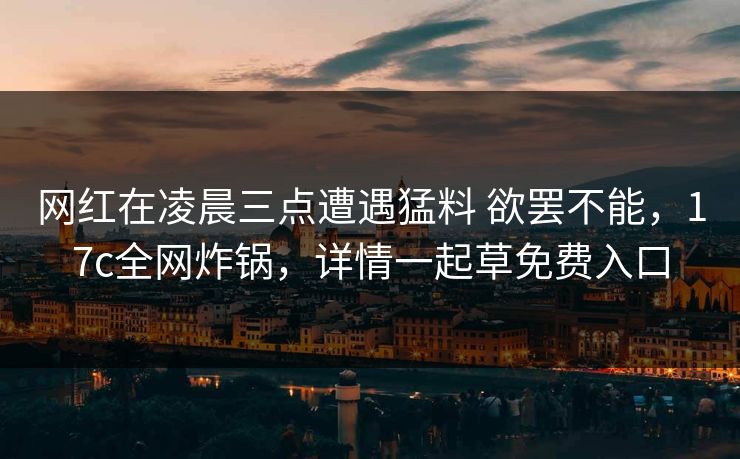 网红在凌晨三点遭遇猛料 欲罢不能,17c全网炸锅,详情一起草免费入口