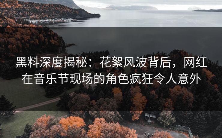 黑料深度揭秘：花絮风波背后，网红在音乐节现场的角色疯狂令人意外