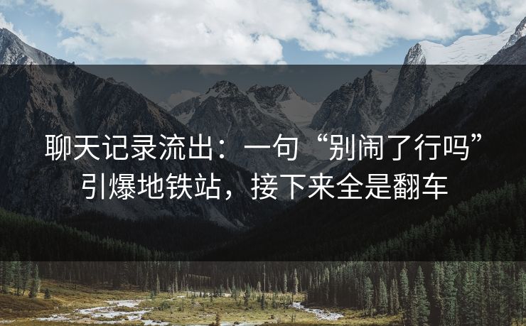 聊天记录流出：一句“别闹了行吗”引爆地铁站，接下来全是翻车