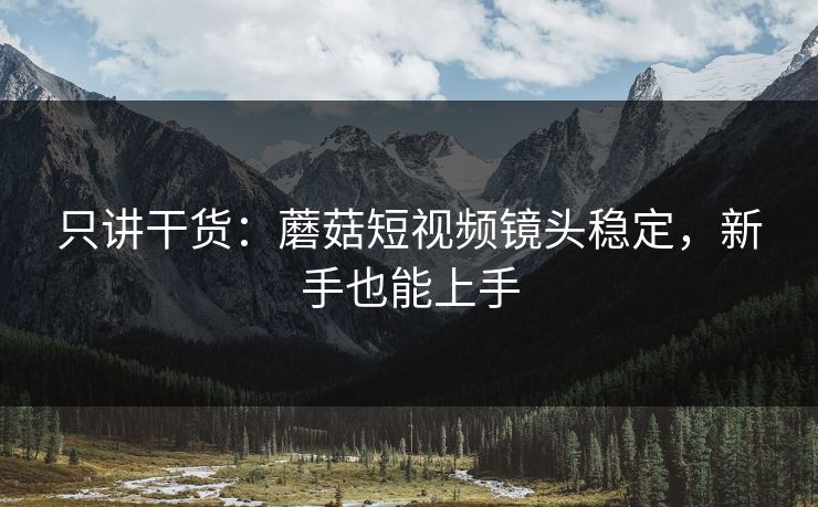 只讲干货:蘑菇短视频镜头稳定,新手也能上手 第1张 只讲干货:蘑菇短视频镜头稳定,新手也能上手 第1张