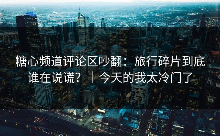 糖心频道评论区吵翻：旅行碎片到底谁在说谎？｜今天的我太冷门了