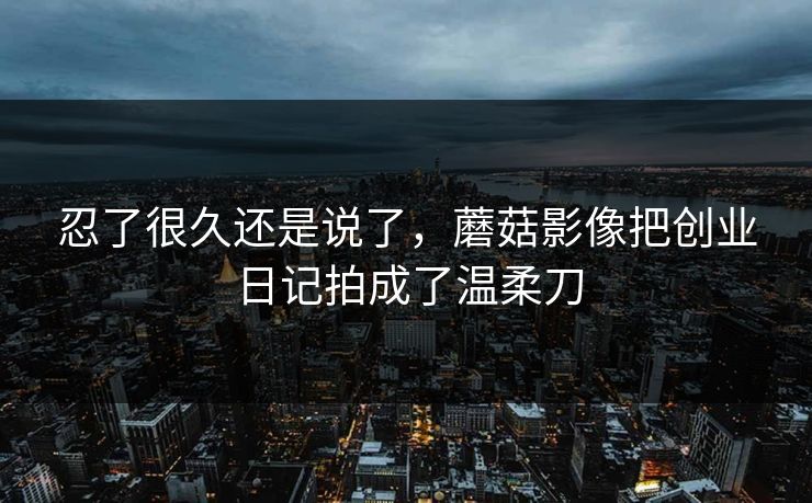 忍了很久还是说了，蘑菇影像把创业日记拍成了温柔刀